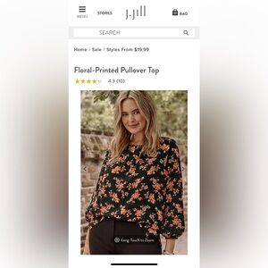 J. Jill Black and Orange Floral Blouse